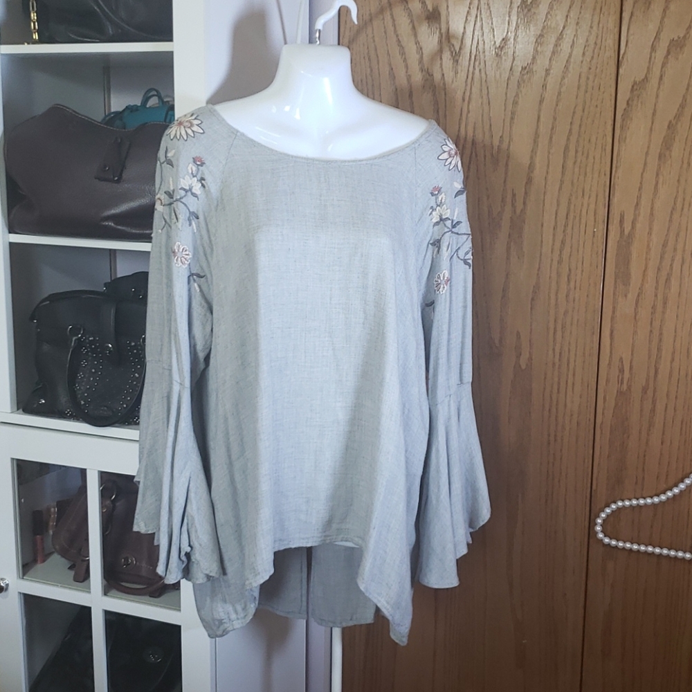 Lauren Conrad boho embroidered tunic blouse XL